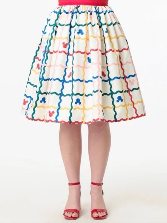 Unique Vintage Dresses & Skirts - ‘Rainbow Mickey Plaid Mickey Plaid Swing Skirt’ by Unique Vintage Medium